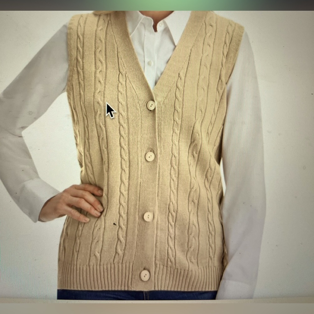 NWT Cable Knit Beige Sweater Vest new still in packaging